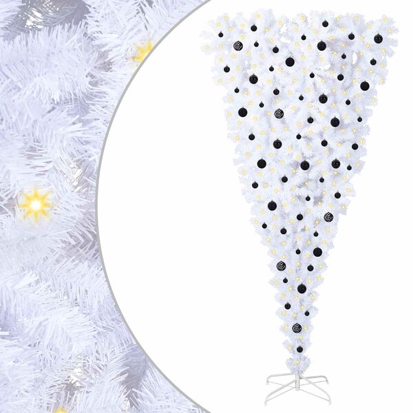 vidaXL Mākslīgā Ziemassvētku eglīte Balts 240 cm PVC un tērauds