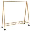 vidaXL drēbju statīvs ar plauktiem un riteņiem 106x34x106,5 cm bambusa