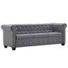 vidaXL Chesterfield dīvāns, trīsvietīgs, 199x75x72 cm, pelēks samts