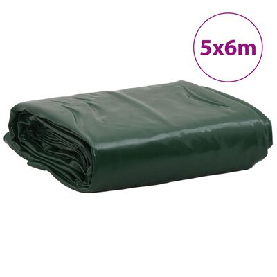vidaXL brezenta pārklājs, 650 g/m², 5x6 m, zaļš