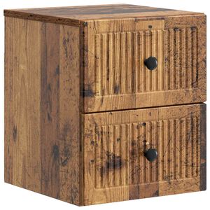 vidaXL Sienā stiprināms nakts skapis Vecs koks 33 x 34,5 x 40 cm