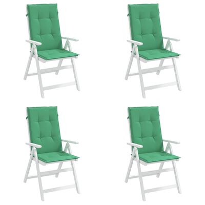 vidaXL dārza krēslu spilveni, 4 gab., zaļi, 120x50x3 cm, audums