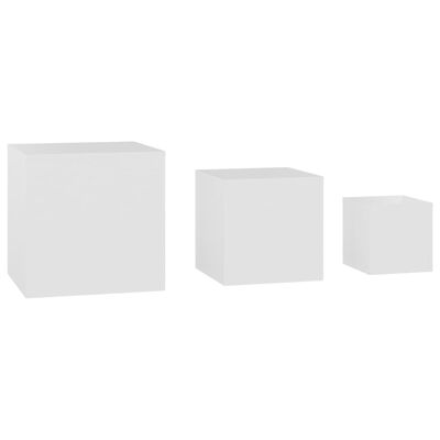 vidaXL galdiņi, 3 gab., balti, skaidu plāksne