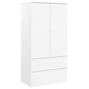 vidaXL skapis ALTA, balts, 90x55x170 cm, priedes masīvkoks