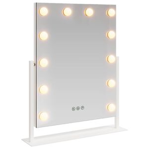 vidaXL LED tualetes spogulis Balts 44 x 10 x 53 cm Stikls un tērauds