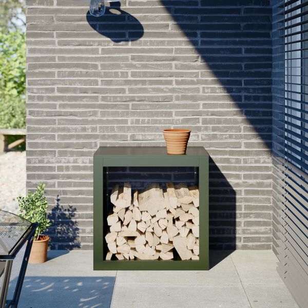 vidaXL malkas uzglabā&scaron;anas statīvs, zaļa, 60x40x60 cm, tērauds