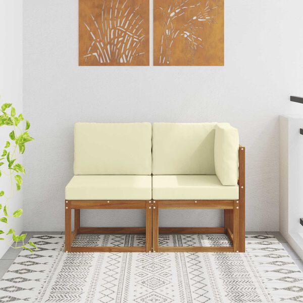 vidaXL Āra vidējais un stūrī eso&scaron;s dīvāns 2 Gabals Dabisks un krējuma