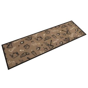 vidaXL virtuves paklājs, mazgājams, ar uzrakstu, 45x150 cm, samts