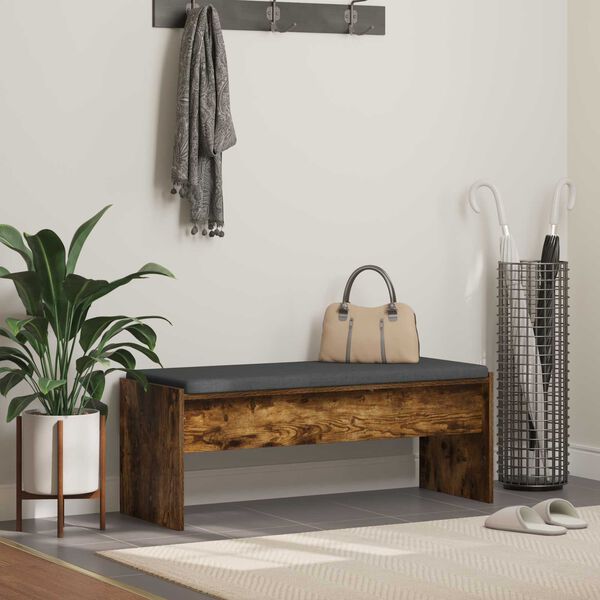 vidaXL Zāles sols ar spilvenu Dūmaka ozols 103 x 38 x 40 cm