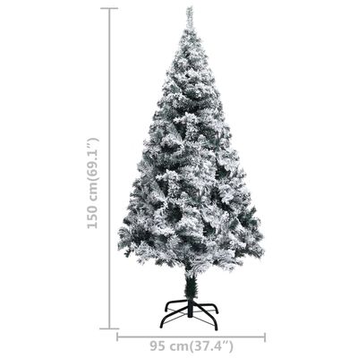 vidaXL izgaismota mākslīgā Ziemassvētku egle ar rotājumiem, 150cm, PVC