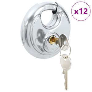 vidaXL Discus Lock ar atslēgām 12 pcs Sudraba 9 x 2.8 x 9 cm