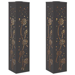 vidaXL Saules LED ceļa gaisma 2 gab. Silti balts 18 x 18 x 80 cm