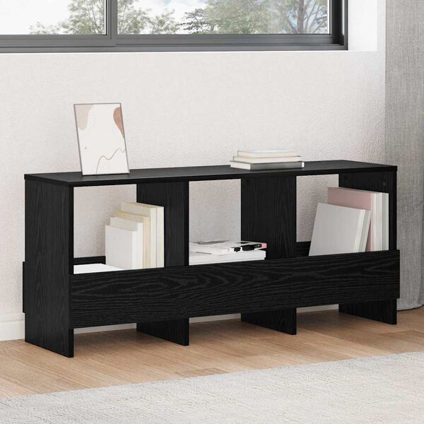 vidaXL Žurnālu statīvs Melns ozolkoks 102 x 30 x 45 cm