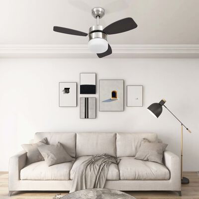 vidaXL griestu ventilators ar lampu un pulti, 76 cm, tumši brūns