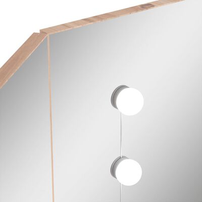 vidaXL stūra spoguļgaldiņš ar LED, ozolkoka krāsā, 111x54x141,5 cm
