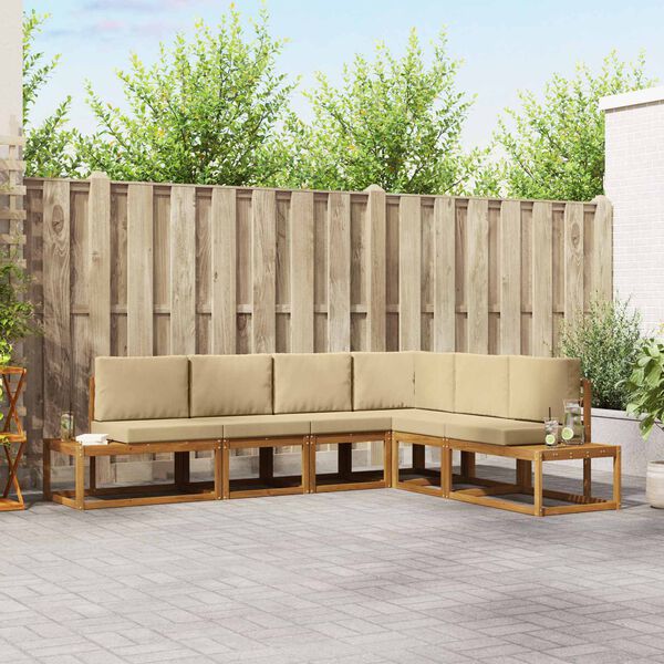 vidaXL Āra dīvānu komplekts ar spilvenu 6 Gabals Dabisks un bē&scaron;s