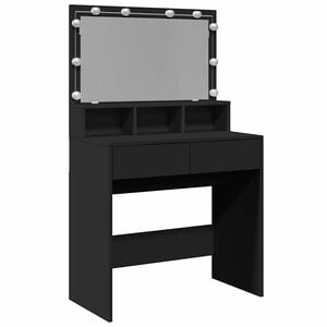 vidaXL spoguļgaldiņ&scaron; ar LED, 80x41x134,5 cm, melns