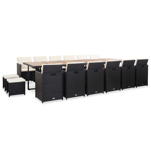 vidaXL 17-daļīgs dārza mēbeļu komplekts ar matračiem, PE rotangpalma