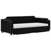 vidaXL izvelkams dīvāns ar atvilktnēm, melns, 90x200 cm, audums