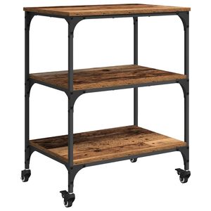 vidaXL Virtuves ratiņ&scaron; Vecs koks 60 x 41 x 76 cm Inženierijas koks