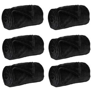 vidaXL Pledu segas 6 gab. Melns 150 x 200 cm 4.68 kg Flīss