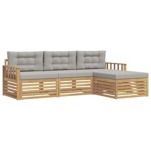 vidaXL Āra dīvānu komplekts 4 pcs Balta un gai&scaron;i pelēka Poliesters