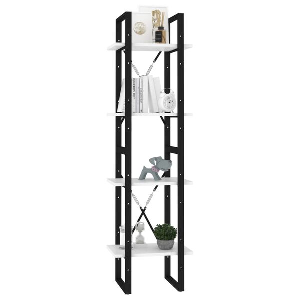 vidaXL 4-līmeņu grāmatu plaukts, balts, 40x30x140cm, inženierijas koks