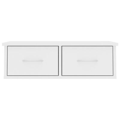 vidaXL sienas atvilktņu plaukts, balts, 60x26x18,5 cm, skaidu plāksne