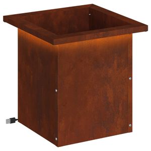vidaXL Dārza puķu kaste ar LED Rūsa 30 x 30 x 30 cm Novecināts tērauds