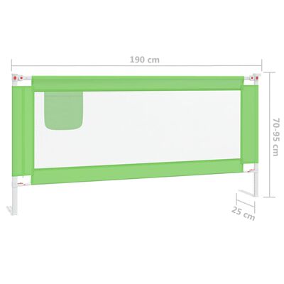 vidaXL bērnu gultas aizsargbarjera, zaļa, 190x25 cm, audums