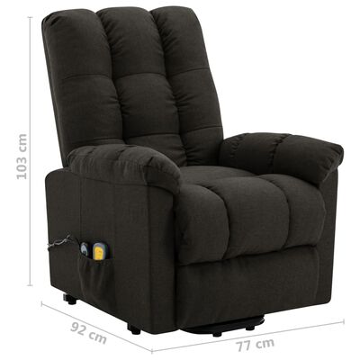 vidaXL masāžas krēsls, paceļams, tumši brūns audums