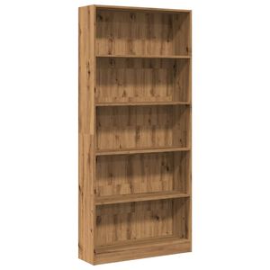vidaXL grāmatu plaukts, koka krāsa, 80x24x176 cm, inženierijas koks