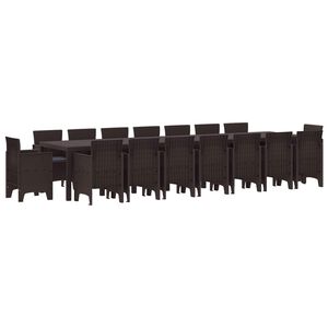 vidaXL Dārza ēdamkomplekts ar spilveniem ar spilvenu 17 pcs Brūna PP