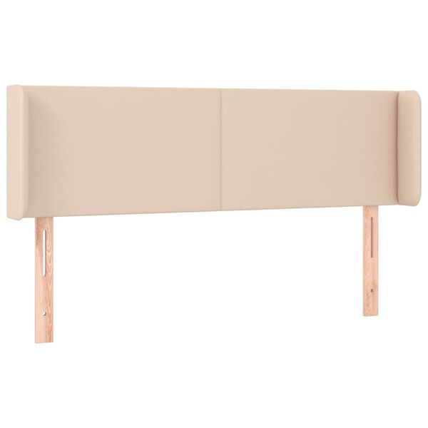 vidaXL gultas galvgalis ar LED, 147x16x78/88 cm, kapučīno mākslīgā āda