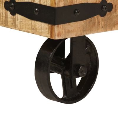 vidaXL drēbju pakaramais ar riteņiem, 90x35x190 cm, mango koks, dzelzs