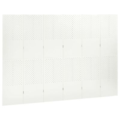 vidaXL 6-paneļu istabas aizslietnis, balts, 240x180 cm, tērauds