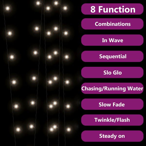 vidaXL solārā lampiņu virtene, 2 gab., 2x200 LED, vēsi balta