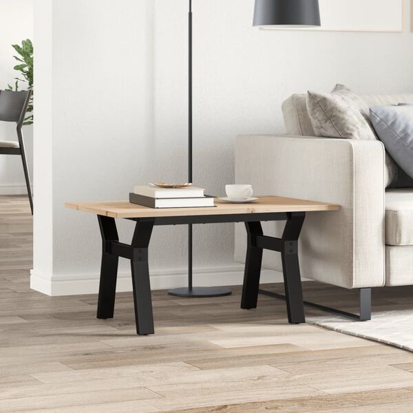 vidaXL kafijas galdiņ&scaron;, Y-rāmis, 80x50x40 cm, priedes koks, tērauds