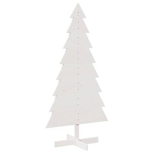 vidaXL koka Ziemassvētku eglīte, balta, 150 cm, priedes masīvkoks
