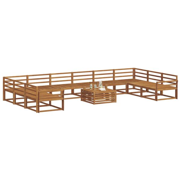 vidaXL Āra dīvānu komplekts 11 pcs Dabiska Cietā akācijas koks