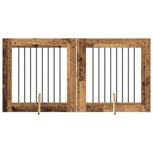 vidaXL Suņu vārti ar statīviem 2 pcs Vecs koks 80 x 80 cm