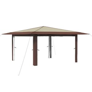 vidaXL Paviljons bez sānu sienas 4 x 4 m Krēmkrāsas un brūna