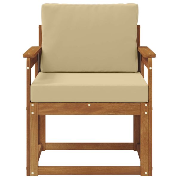 vidaXL Āra dīvāns Cieta akācijas koks un poliesters Dabiska