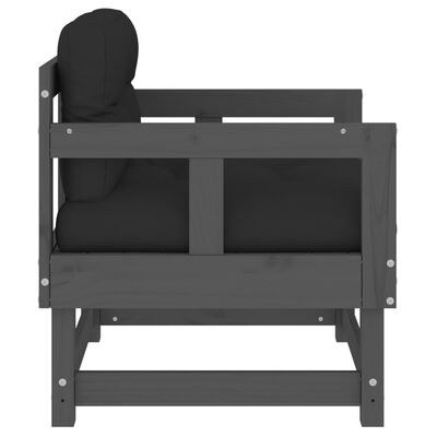 vidaXL dārza krēsli ar matračiem, 2 gab., pelēks priedes masīvkoks