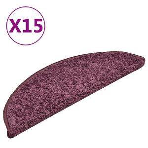 vidaXL kāpņu paklājiņi, 15 gab., 56x17x3 cm, tum&scaron;i violeti, pusapaļi