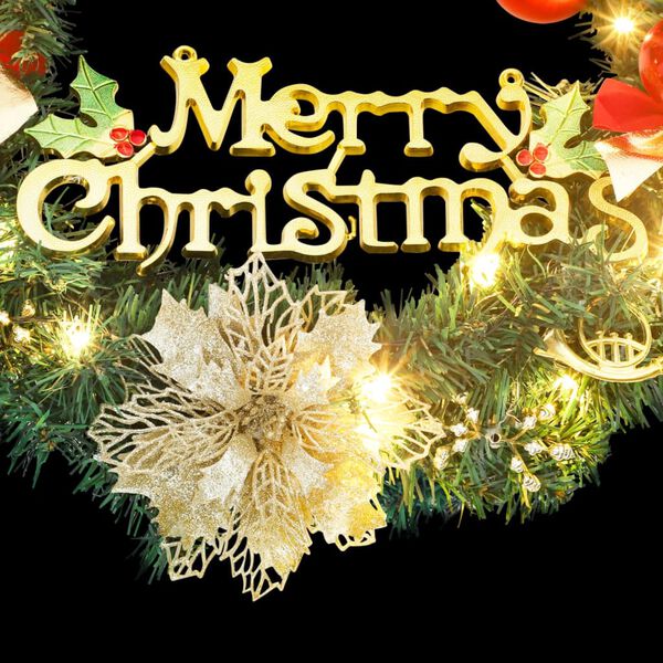 vidaXL Ziemassvētku vainags ar 15 LED lampiņām, zaļ&scaron;, 30 cm