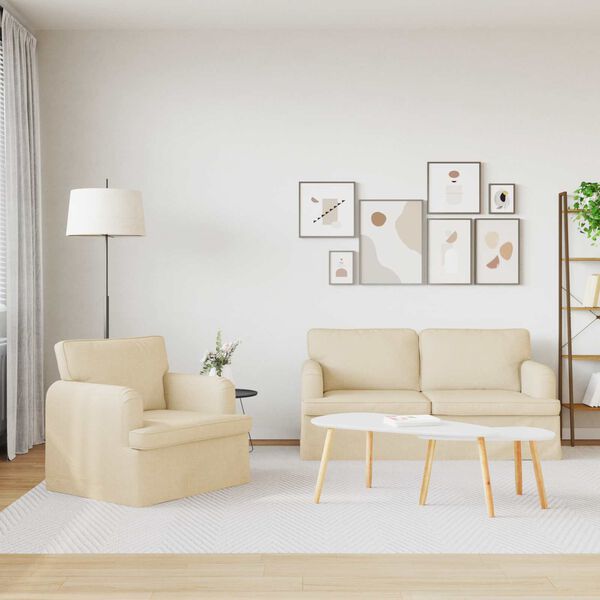 vidaXL Dīvāns 2 pcs Krēmkrāsa 162 x 80 x 85 cm audums