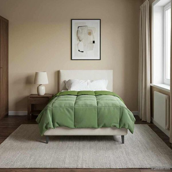 vidaXL Pilnas gada sega Tiltiņ&scaron; Zaļa 155 x 200 cm Mikro&scaron;ķiedra