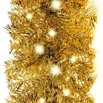 vidaXL Ziemassvētku vītne ar LED lampiņām, 10 m, zeltaina
