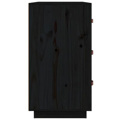 vidaXL kumode, melna, 80x40x75 cm, priedes masīvkoks